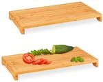 Relaxdays Schneidebrett Bambus, 2er Set, rutschfest, Saftrille, XXL K&uuml;chenbrett,