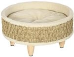 PawHut Hundebett Erh&ouml;htes Haustierbett, 48 x 48 x 24,5 cm Beige+Khaki