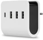 REV USB Ladeger&auml;t - USB-A und C Steckdosenadapter 3+1fach, wei&szlig; | Mit...