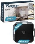 Kopp PARIS Taster beleuchtet in Matt-Schwarz - Stilvoller IP20 Taster-Unterputz ideal