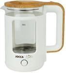 Jocca Nature Line Wasserkocher 1,8L, 1500W, Borosilikatglas, Wei&szlig;