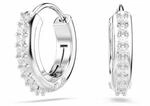 Swarovski Matrix Kreolen, Wei&szlig;e, Rhodinierte Ohrringe mit Strahlenden Swarovski