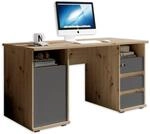 PRIMUS 2 Schreibtisch mit Schubladen, Artisan Eiche Optik / Anthrazit - B&uuml;rotisch