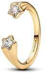PANDORA Moments Sternschnuppen Offener Ring aus Sterling Silber mit vergoldeter