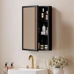 kleankin Spiegelschrank Badezimmerschrank 3 Etagen Schwarz 40x12x60 cm
