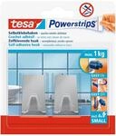 tesa Powerstrips Haken Small Metall ECKIG - Selbstklebender Wandhaken f&uuml;r Glas,