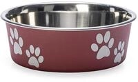 Karlie Edelstahlnapf Ascar mit Pfotenmotiv 300 ml &oslash;: 10 - 12 cm dunkelrot