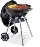 Relaxdays Kugelgrill mit Deckel, Ablage & Aschetopf, fahrbar, Garten & Camping,...