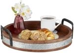 Relaxdays Tablett, rundes Serviertablett, Mangoholz, HxD: 9 x 35 cm,...