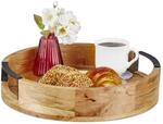 Relaxdays Tablett, rundes Serviertablett, Mangoholz, HxD: 7,5 x 35 cm,...