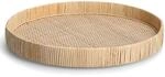 Zeller 25171 Dekotablett Nature, Rattan, ca. &Oslash; 40 x 5 cm, Serviertablett,