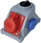 Kopp CEE-Kombi-Wandsteckdose mit Klappdeckel: CEE-Steckdose (5p, 16A, 400V, 6h) +