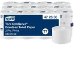 Tork OptiServe 472630 Sleeveless Toilet Paper White T7, Advanced, 2-Ply, 24 &times; 820