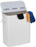 Relaxdays W&auml;schesortierer, Bambus, 3 F&auml;cher, je 30 Liter, W&auml;schekorb mit...