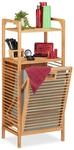 Relaxdays Badregal mit W&auml;schekorb, herausnehmbare Faltbox aus Stoff, Regal aus
