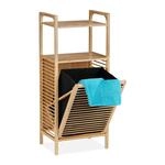 Relaxdays Badregal mit W&auml;schekorb, 2 Ablagen, HBT: 95 x 40 x 30 cm,...