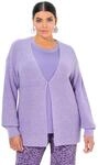 Ulla Popken Damen Strickjacke Lavendel 46+