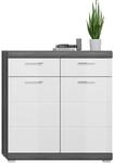 xonox.home - Schuhschrank Scout 90x96x37 cm in Rauchsilber und wei&szlig; Hochglanz -