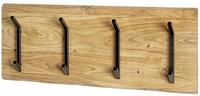 HAKU Wandgarderobe, akazie, schwarz, Massivholz - Ma&szlig;e: B 90 x H 36 x T 12 cm,