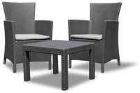 Allibert by Keter Lounge Set Rosario Balcony 2x Sessel und 1x Tisch, Rattanoptik,