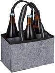 Relaxdays 6er Flaschentr&auml;ger, Filz, M&auml;nnerhandtasche Bier, Stoff...