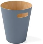 Umbra Woodrow Abfalleimer Holz, 7, 5l, Schieferblau | Behandeltes Birkenholz,
