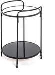 HAKU Couchtisch rund Beistelltisch mit Glasplatte schwarz Metall...