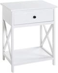 HAKU Beistelltisch mit Schublade und Ablage wei&szlig; MDF Couchtisch Sofatisch -...