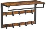 VASAGLE Wandgarderobe, mit Ablage, 10 abnehmbaren Haken, Kleiderstange |...