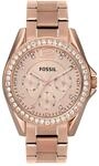 Fossil Riley Watch f&uuml;r Damen, Quarz-Chronographenwerk mit Edelstahl- oder
