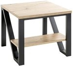 HAKU Beistelltisch Eiche hell schwarz MDF Platte Metallgestell Couchtisch klein...