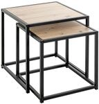 HAKU Beistelltisch 2er Set Eiche hell schwarz MDF Metall Couchtisch klein - Ma&szlig;e: B