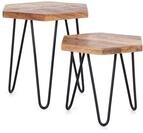 byLIVING Zweisatztisch ELEA, Mangoholz Natur, Metall schwarz | B 45, H 55/45, T...