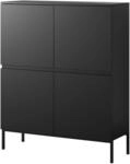 Selsey Kommode Schrank Aufbewahrungsschrank 100 cm 4 T&uuml;ren 8 F&auml;cher Schwarz