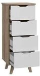 FORTE VANKKA Kommode mit 4 Schubladen, Holzwerkstoff, Planked Eiche / Wei&szlig;, 45...