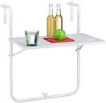Relaxdays Balkon H&auml;ngetisch, klappbar, 3-Fach h&ouml;henverstellbar, wei&szlig; |...