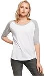 Build Your Brand Ladies 3/4 Contrast Raglan Tee XS,White Heather
