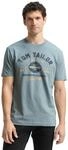 TOM TAILOR Herren T-Shirt mit Logo-Print aus Baumwolle, grey mint, L