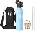 Sparrow Edelstahl Trinkflasche- 0.5L/0.75L/1L- Thermosflasche mit Strohhalm 