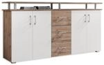 LIFT Highboard mit Ablage in Wildeiche Optik, Wei&szlig; - Moderner...