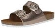 CAPRICE Damen Pantoletten aus Leder Bequem, Beige (Taupe Metallic), 36 EU