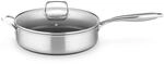 GSW Schmorpfanne Inoxxa Black, Hohe Pfanne mit Glasdeckel & Gegengriff,