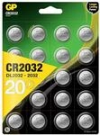 GP CR2032 Lithium Knopfzellen 3V, Knopfbatterien CR 2032 / DL2032, Spannung 3...