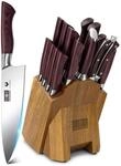 HOSHANHO Messerblock Set, 18 teilig Messerset mit Holzblock, Schere, Sch&auml;rfer,
