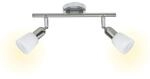 BRILLIANT Lampe Sofia Spotrohr 2flg eisen/chrom/wei&szlig; | 2x D45, E14, 40W, geeignet