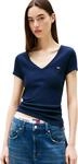Tommy Jeans Damen Tjw Slim Essential Rib V Dw0dw17385 Kurzarm Strickoberteile, Blau,