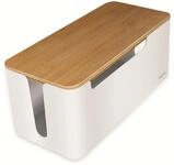 LogiLink KAB0075 - Kabelbox mittel (320x140x130 mm), wei&szlig; mit Bambus-Deckel