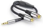 sonero Audio Adapterkabel 3,5mm Klinke auf 2X Cinch Buchse vergoldet 0,2m