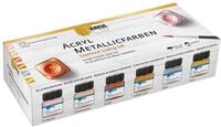 KREUL 77601 - Acryl Metallicfarben im Color Living Set, 6 x 20 ml Farbe und ein