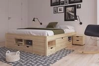Inter Link - Funktionsbett - Bett mit Schubladen - Doppelbett 160 x 200 cm - 2 Gro&szlig;e